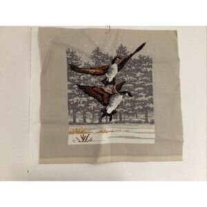 vintage monarch horizons 1984 Canada geese cross stitch 15.5”x15”